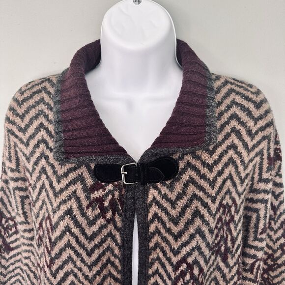 A. IDA Italian Designer Wool Sweater Womens S Indie Nordic Boho Longline Chevron - Picture 2 of 8